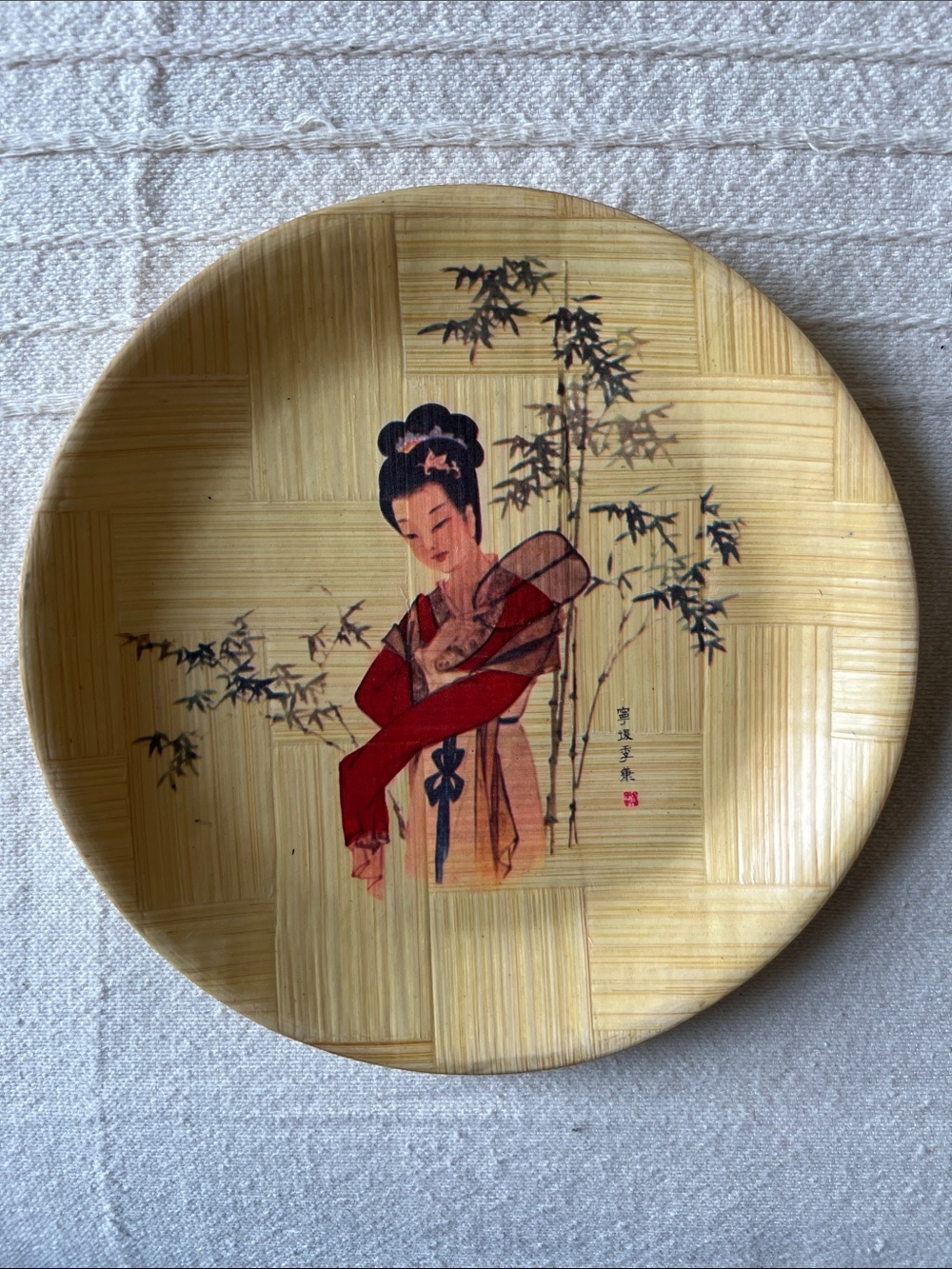 Vintage Decorative Bamboo Plates - Set of 6 (Natural Tan) - Picture 3 of 10